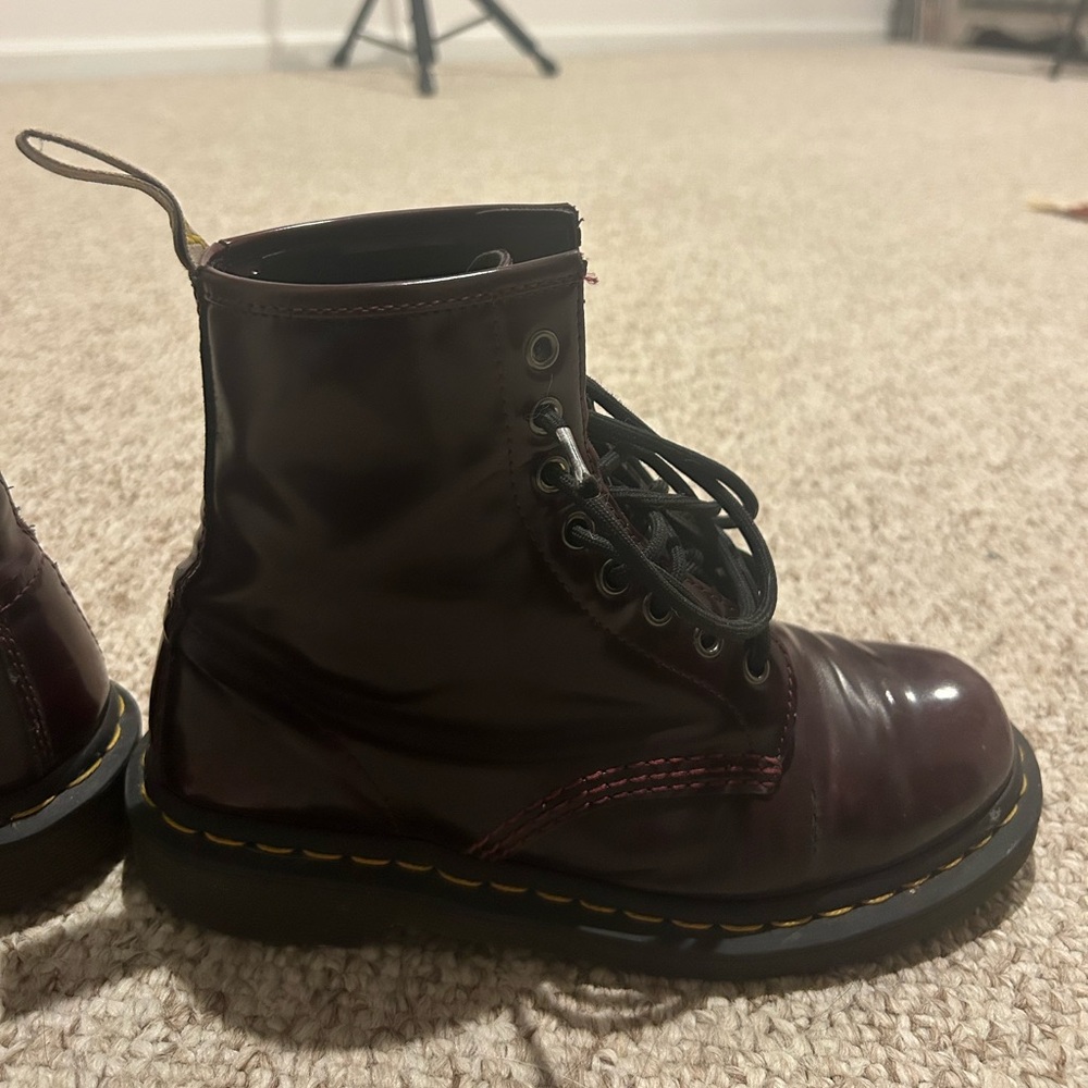 Vegan 1460 Dr. Martens Cherry Red Lace Up Boots - Picture 7 of 14